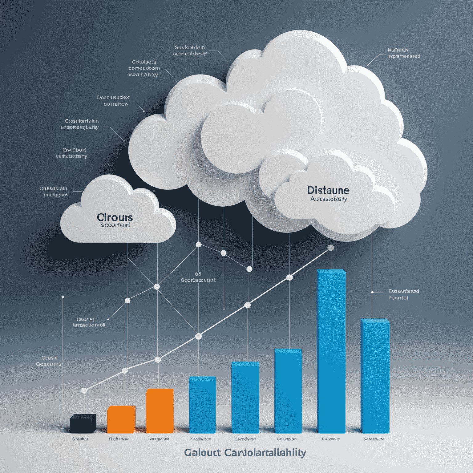 Graph showing increasing resource allocation in response to growing demand, illustrating cloud scalability